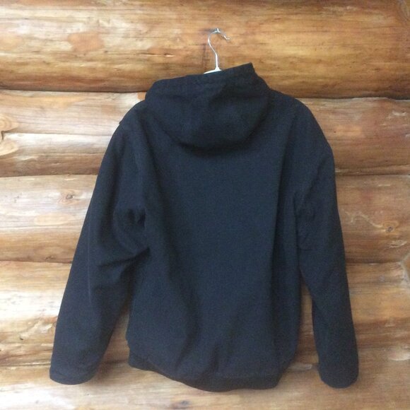 Stanley Black Hooded Canvas Faux Sherpa Lined Heavy Duty Utility Jacket Medium - Picture 4 of 7